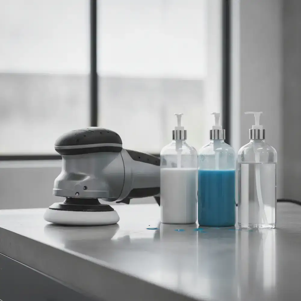 High-end dual-action polisher and compounding liquids